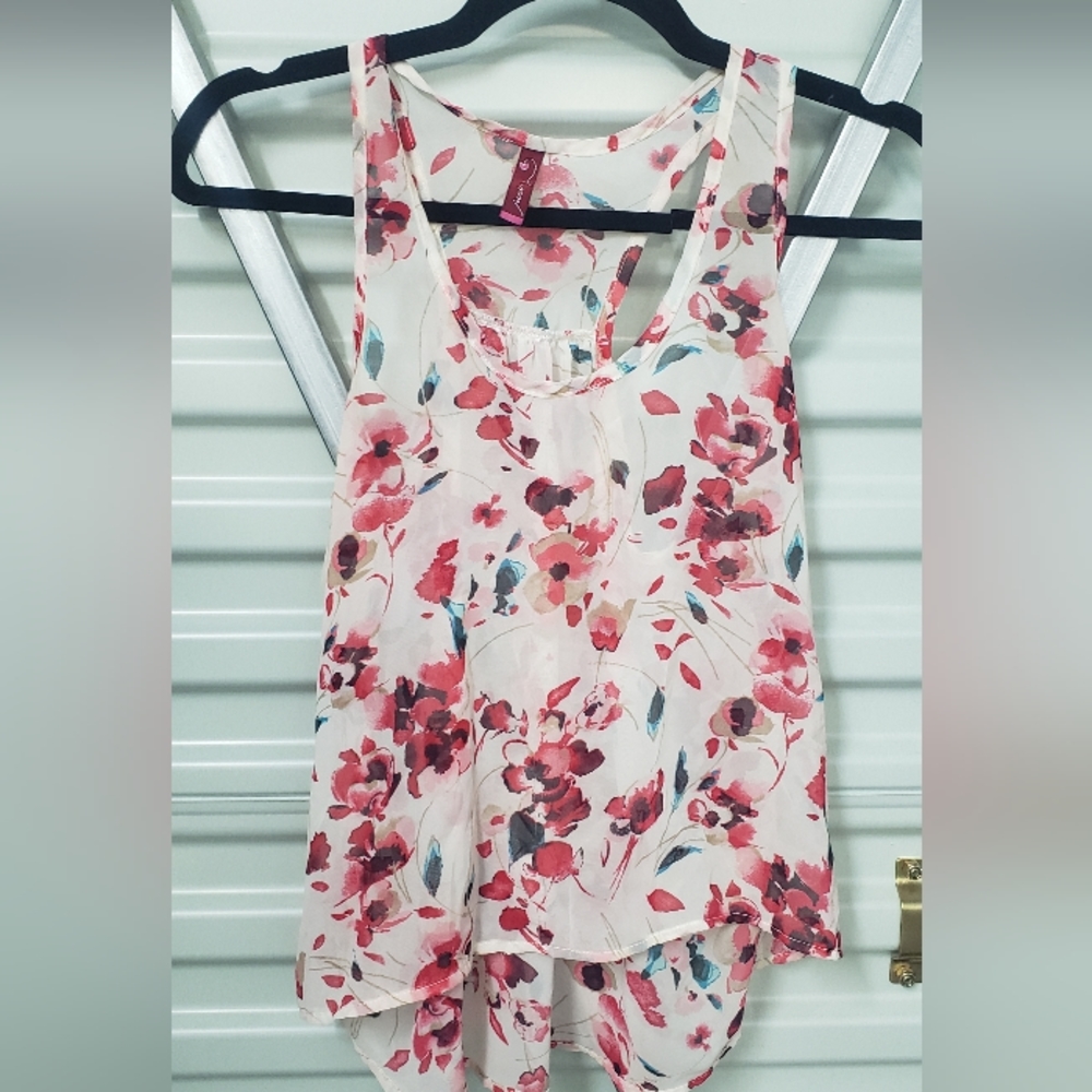 Sheer flower tank top